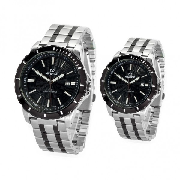 Mirage 8549 Silver Black Ring Couple